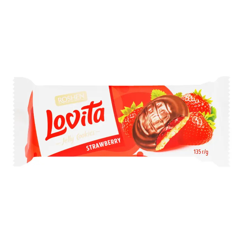 Печиво здобне Lovita Jelly Cookies желе смак полуниці 135г